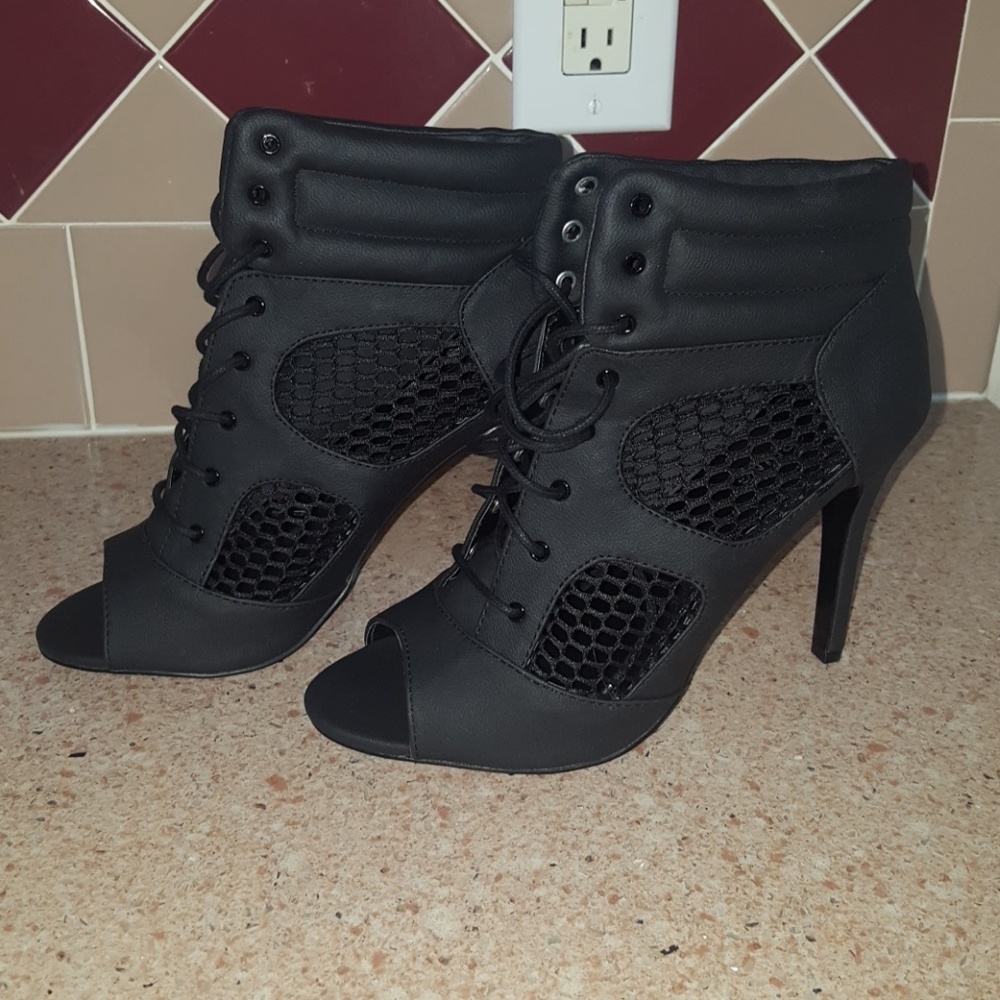 Black open toe booties